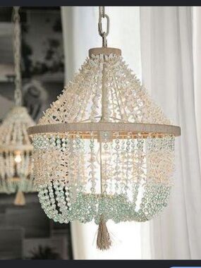 Marbella Sea Glass and Shell Chandelier - Cream & Seafoam